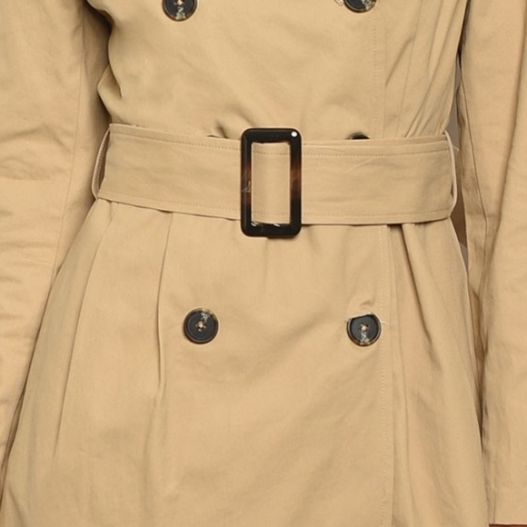 Boat Neck Double Breasted Trench Coat Tan Womens - Picture 4 of 7